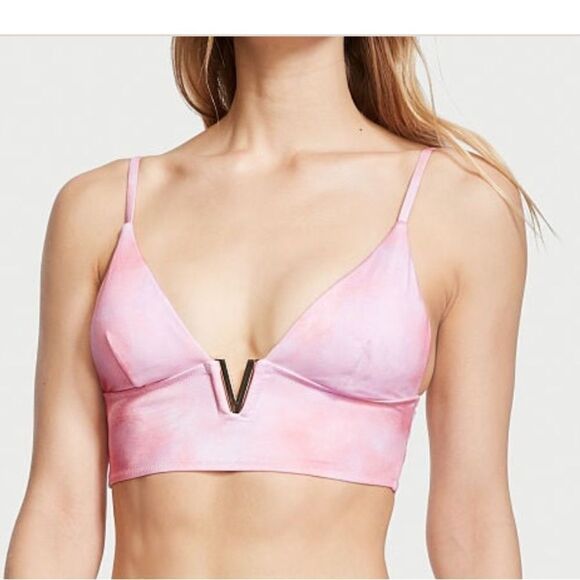 Victoria’s Secret Swim V- Hardware Sexy Padded Bralette Bikini Top Warm tie dye - Picture 3 of 7